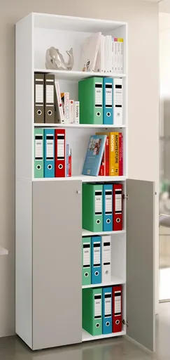 VCM Kancelářská skříň Lona 2XL s otočnými dveřmi + policí, bílá