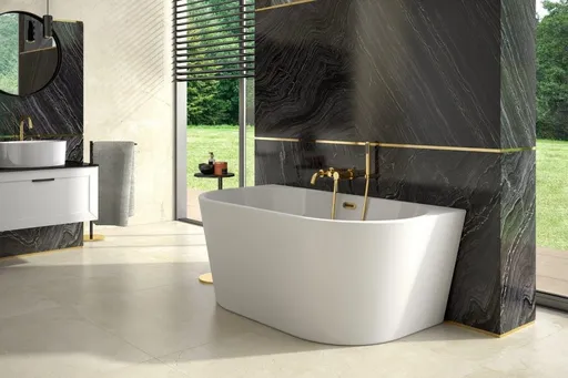 BESCO - Voľne stojaca vaňa VICA NEW biela, sifón s prepadom - Farba - Biela, Farba sifónu - Chróm, Rozmer vane - 150 × 80 cm VANVIC150N