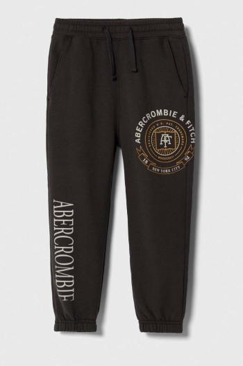 Detské tepláky Abercrombie & Fitch šedá farba, s potlačou