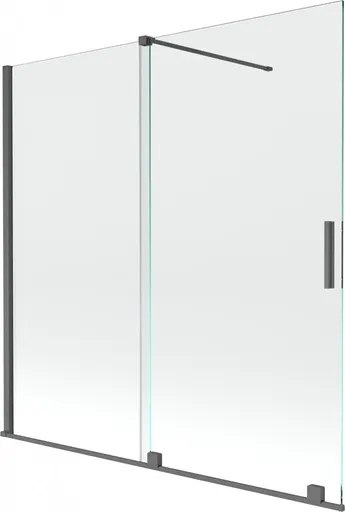 MEXEN/S - Velar Dvojkrídlová posuvná vaňová zástena 160 x 150, transparent, šedá kartáčovaná 896-160-000-01-66
