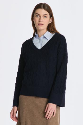 PULÓVER GANT HERRINGBONE V-NECK EVENING BLUE