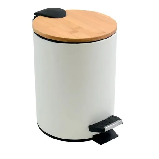 Spirella Spirella pedálový odpadkový kôš adonis matná biela oceľ bambusové veko 5 l 10.20920