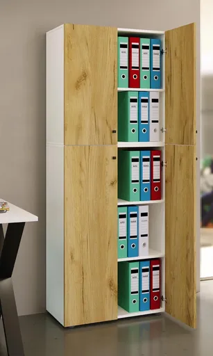 VCM Kancelářská skříň Lona XXL s otočnými dvířky, bílá