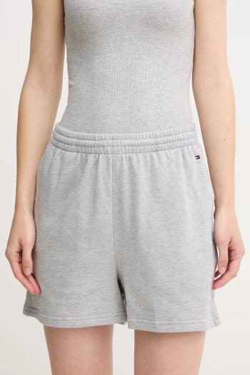 Šortky Tommy Hilfiger dámske, šedá farba, jednofarebné, vysoký pás, UW0UW05800