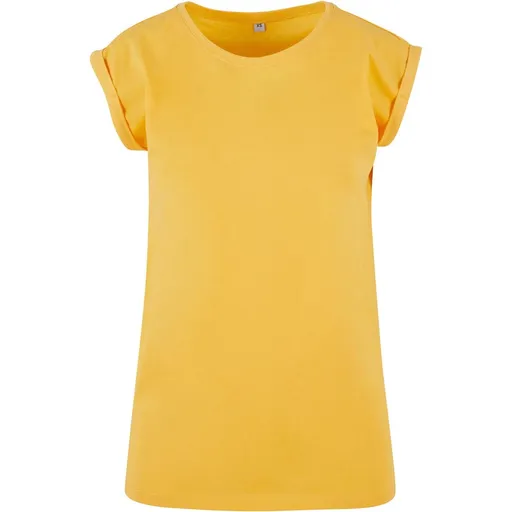 Build Your Brand Voľné dámske tričko s ohrnutými rukávmi - Dimyellow | XL