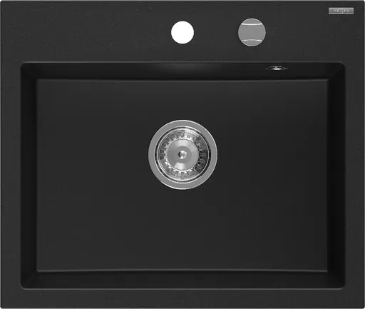 MEXEN MEXEN - Oscar granitový drez 580 x 490 mm, čierna, sifón chróm 6519581000-77