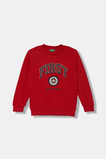 Detská bavlnená mikina United Colors of Benetton červená farba, s potlačou, 3J68G10KN