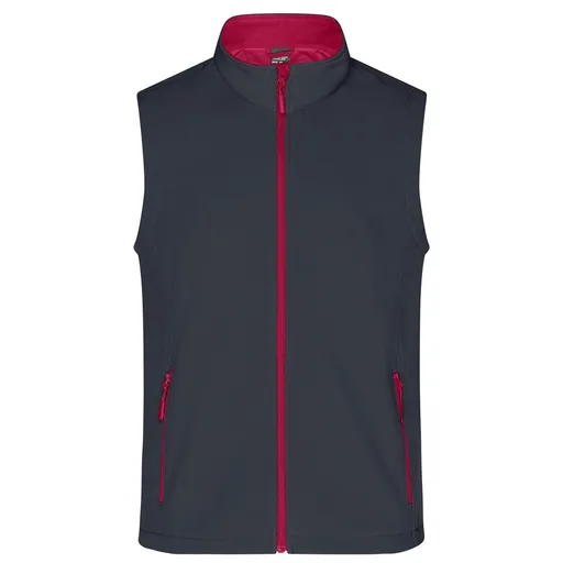 James & Nicholson (Daiber) Pánska softshellová vesta JN1128 - Oceľovo šedá / červená | XL