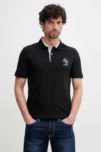 Polo tričko Guess LYLE pánske, čierna farba, s nášivkou, M5GP60 K7O64