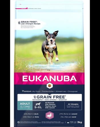 EUKANUBA Grain Free S-XL Adult 3 kg Hrana uscata caine, cu rata