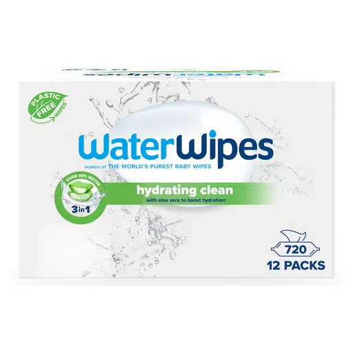WATERWIPES Obrúsky vlhčené hydrating clean bez obsahu plastov 720 kusov