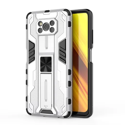 SUPERSONIC Ochranný obal so stojanom pre Xiaomi Poco X3 NFC / X3 Pro strieborný