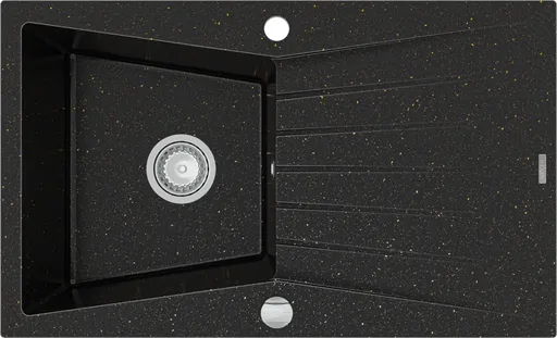 MEXEN MEXEN - Cesar granitový drez 1-misa drez s odkvapkávač 775x470 mm, čierna / kovové zlato 6514771010-75