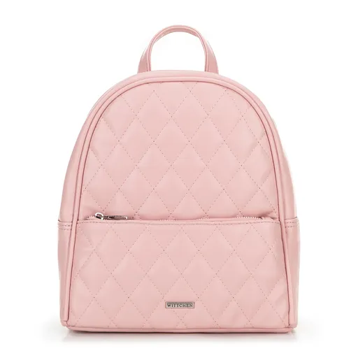 Dámsky ruksak z imitácie kože s prešívaním ružový 100-4Y-228-P