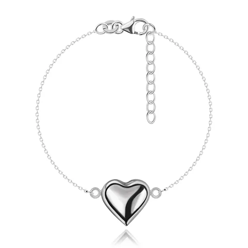 Retiazka na ruku zo striebra 925 - veľké vypuklé srdiečko