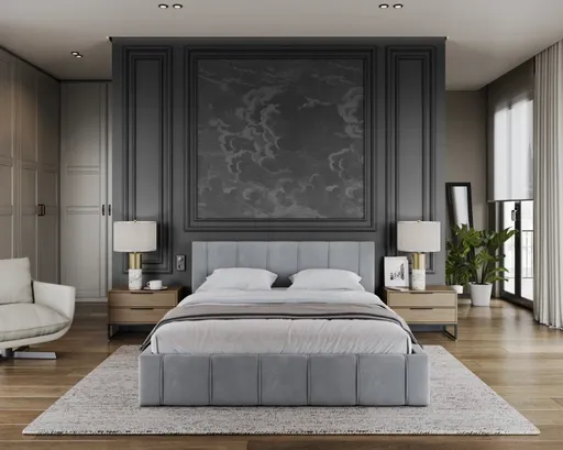 FDM Čalúnená manželská posteľ FLORIDA | sivá 160 x 200 cm