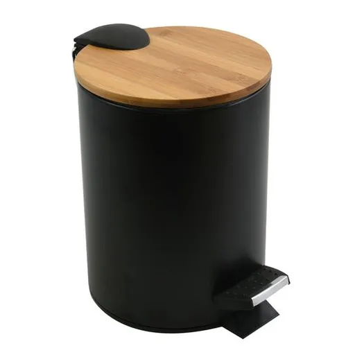 Spirella Spirella pedálový odpadkový kôš adonis matná čierna oceľ bambusové veko 3 l 10.20919