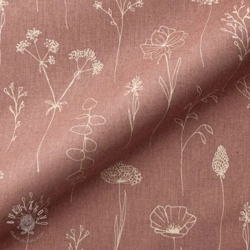 Dekoračná látka Linenlook Fine Fragile Flower old rose