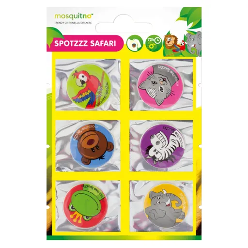 MOSQUITNO Samolepky SpotZzz Safari proti hmyzu citronelová vôňa 6 ks