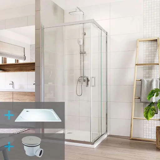 Mereo Sprchovací kút, LIMA, štvorec, 80 cm, chróm  ALU, sklo Číre CK608A33KM