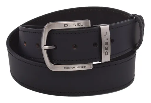 Pánsky kožený opasok 763-40-06 čierny prešitý pracka Desel