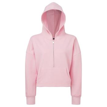 TriDri® Dámska mikina s 1/2 zipsom a kapucou - Svetloružová | L/XL