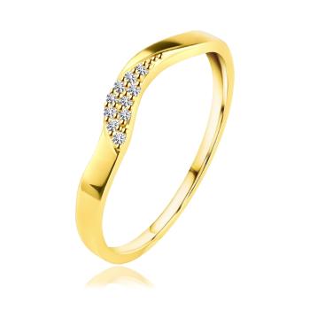 Briliantová obrúčka zo žltého 585 zlata - vlnka s desiatimi čírymi diamantmi - Veľkosť: 52 mm
