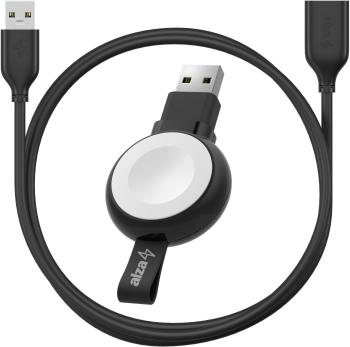 Szett AlzaPower Wireless MFi Watch Charger 120 USB-A fekete + Core USB-A (M) to USB-A (F) 2.0 adatkábel