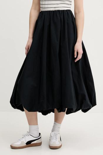 Bavlnená sukňa Abercrombie & Fitch čierna farba, midi, áčkový strih, KI143-5070
