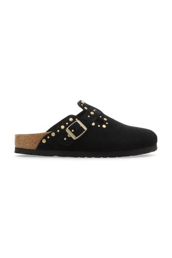 Semišové šľapky Birkenstock Boston Rivet čierna farba, 1030491