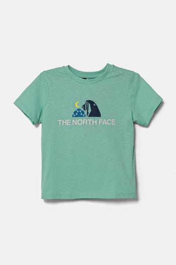 Detské bavlnené tričko The North Face KID GRAPHIC S/S TEE tyrkysová farba, s potlačou, NF0A8AXE6EI1