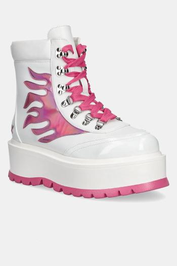 Členkové topánky Koi Footwear Kawaii Helios Hologram Flame Boots dámske, biela farba, na platforme, Kawaii Helios Pink