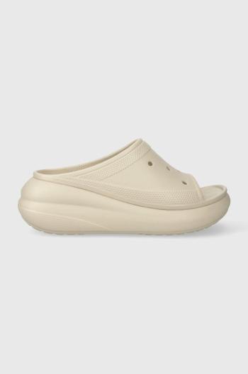 Šľapky Crocs Classic Crush Slide dámske, béžová farba, na platforme, 208731