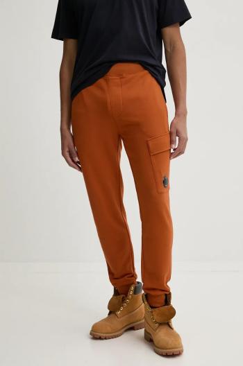 Bavlnené tepláky C.P. Company Diagonal Raised Fleece Cargo Sweatpants oranžová farba, jednofarebné, 17CMSP017A005086W