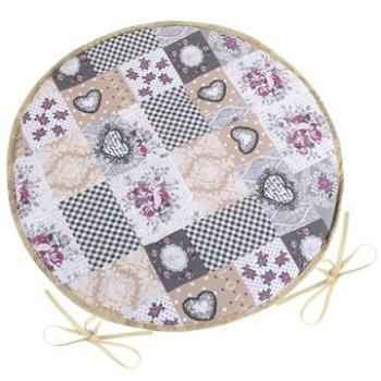BELLATEX Sedák DITA 79/408 – okrúhly, hladký, priem. 40 cm, patchwork love (9537)