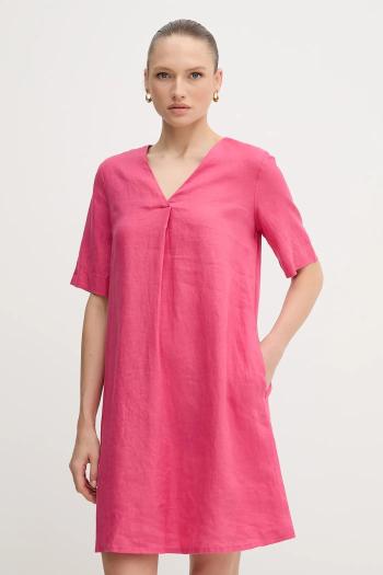 Ľanové šaty United Colors of Benetton ružová farba, mini, oversize, 4AGHDV0B0
