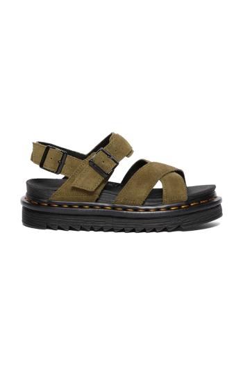 Semišové sandále Dr. Martens Voss II dámske, zelená farba, na platforme, DM41122300