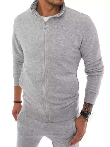 Praktická svetlo-sivá mikina bez kapucne.