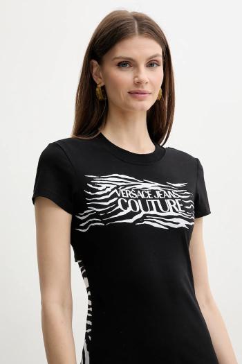 Tričko Versace Jeans Couture dámske, čierna farba, 78HAH606 JS439