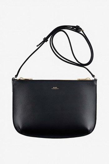 Kožená kabelka A.P.C. Sac Sarah PXBJQ-F61404 BLACK čierna farba