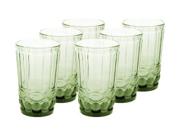 KONDELA Fregata Typ 6 pohár na vodu (6 ks) 350 ml zelená