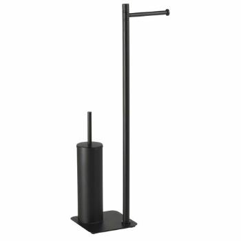 GEDY 113214 Suport Artu cu suport pentru hârtieigienică și perie igienică, pătrat, negru mat