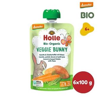 HOLLE Veggie Bunny BIO pyré mrkva bataty a hrášok 6× 100 g (7640161877078)