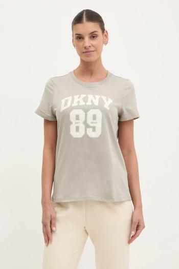 Bavlnené tričko Dkny dámske, šedá farba, DP5T1228