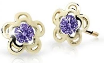 Cutie Jewellery Pôvabné zlaté detské náušnice C2204-30-X-1 fialová
