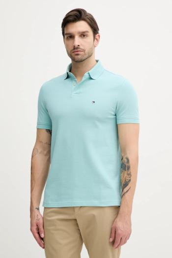 Polo tričko Tommy Hilfiger pánske, farba tyrkysová so vzorom MW0MW17770