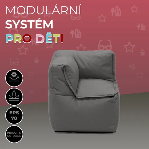 DEOKORK Záhradný detský textilný rohový diel MODULTEX KIDS (šedo-hnedá)