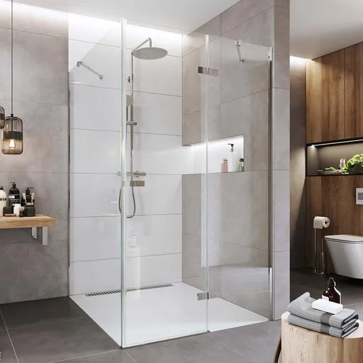 Mereo Sprchovací kút, Novea, štvorec, pántový, 100x100 cm, chróm ALU, sklo Číre, dvere pravé a pevný diel CK10316ZP