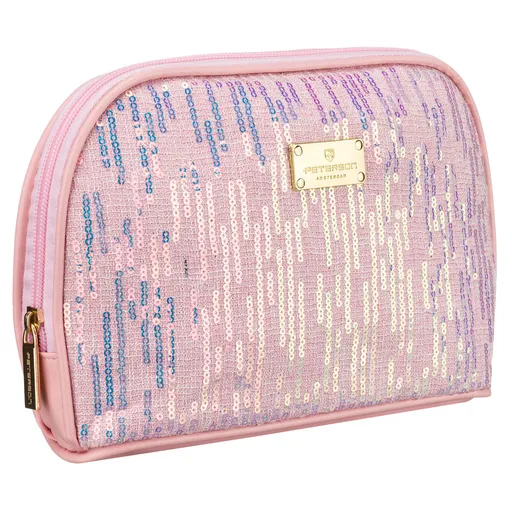 Ružová cestovná kozmetická taštička z odolného syntetického materiálu