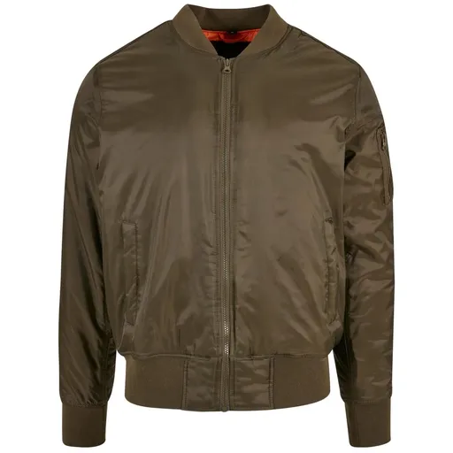 Build Your Brand Zateplená pánska bomberka - Tmavá olivová | 4XL